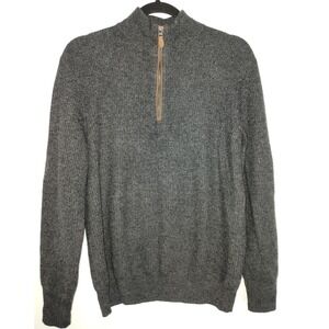 Vineyard Vines Mens XS Cashmere Quarter Zip Sweater Heather Charcoal Grey Ribbed